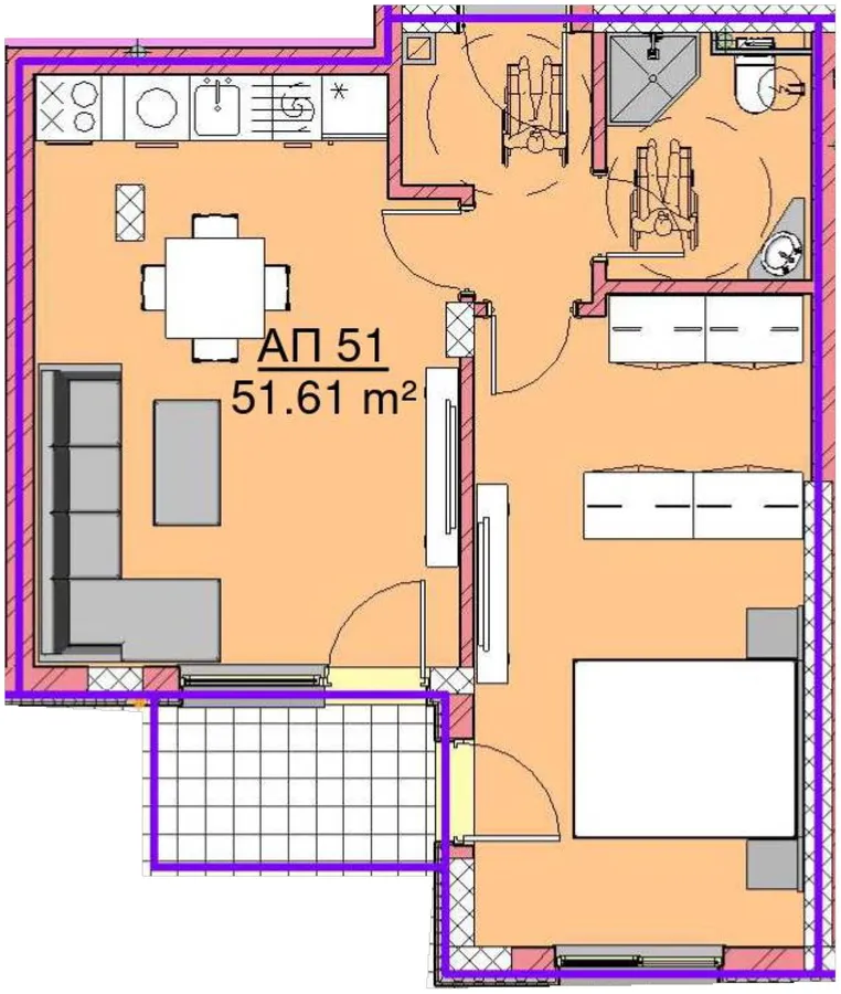 Чертеж на Апартамент Б51