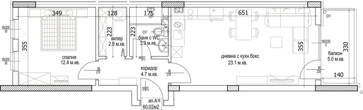 Чертеж на Апартамент А16