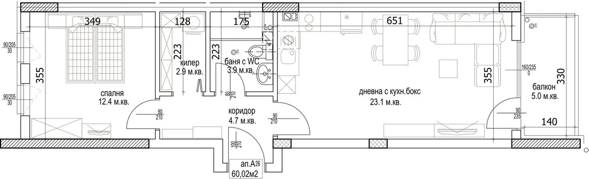 Чертеж на Апартамент А26